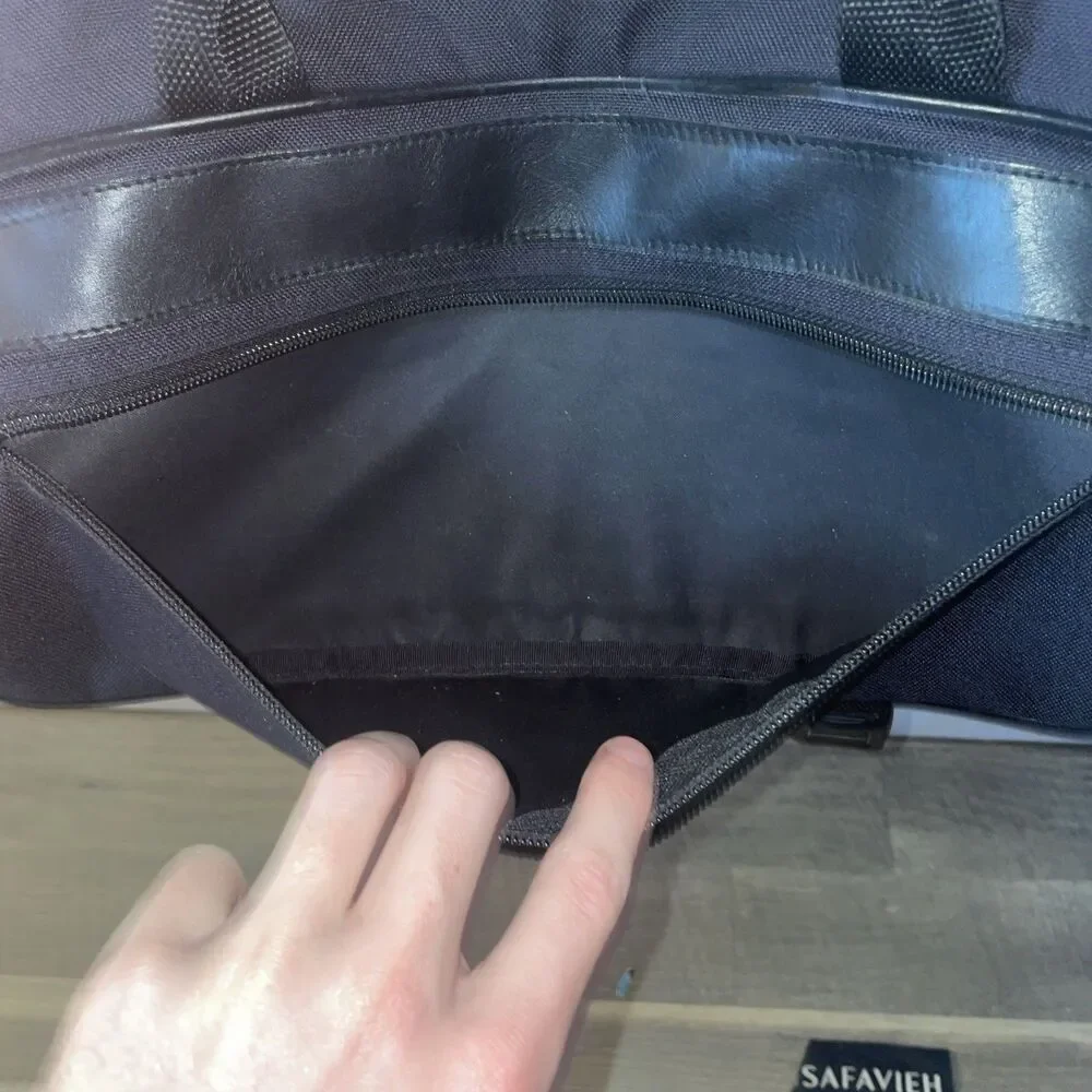 Vintage L.L. Bean Continental Messenger Briefcase Bag - Black Nylon & Leather